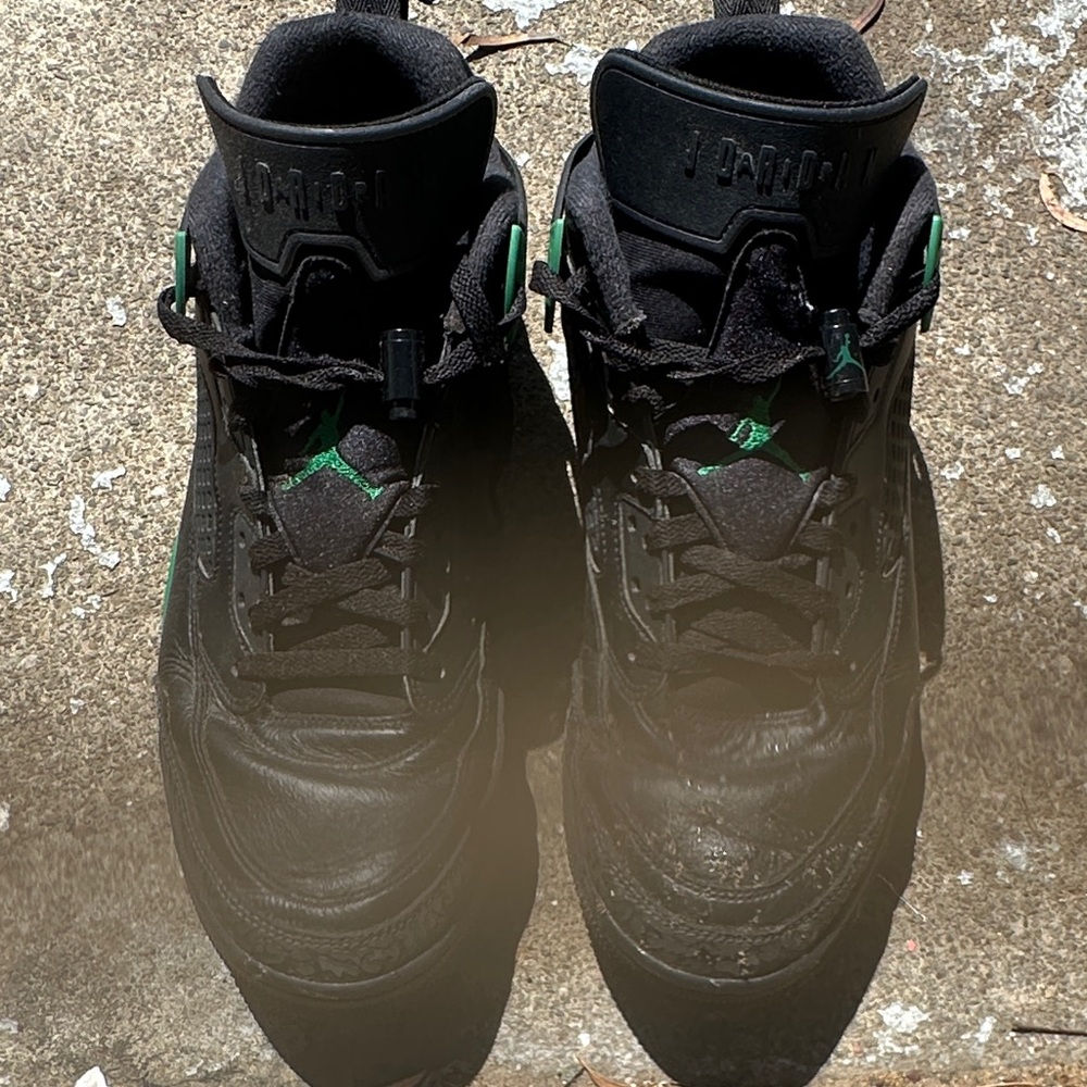 Jordan Black and Green Athletic Sneakers